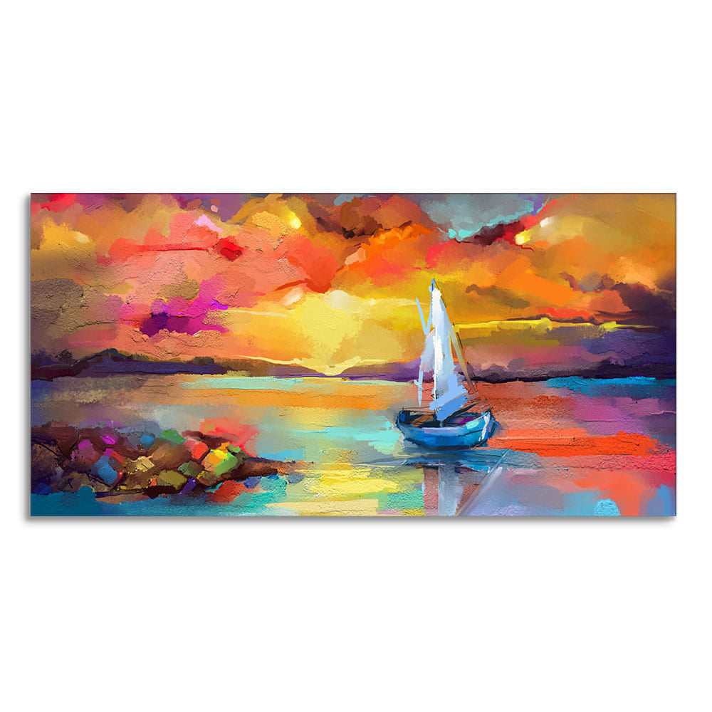 Beautiful Ship in the Ocean Abstract Scenery Canvas Wall Painting