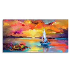 Beautiful Ship in the Ocean Abstract Scenery Canvas Wall Painting