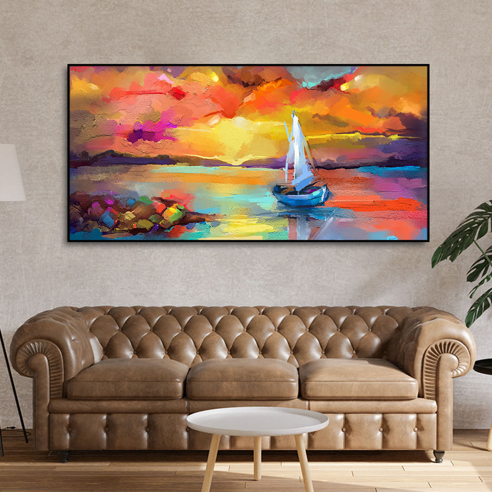 Beautiful Ship in the Ocean Abstract Scenery Canvas Wall Painting