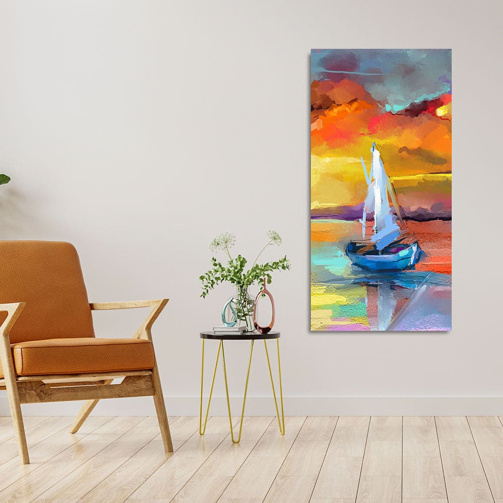 Beautiful Ship in the Ocean Abstract Scenery Premium Canvas Wall Painting