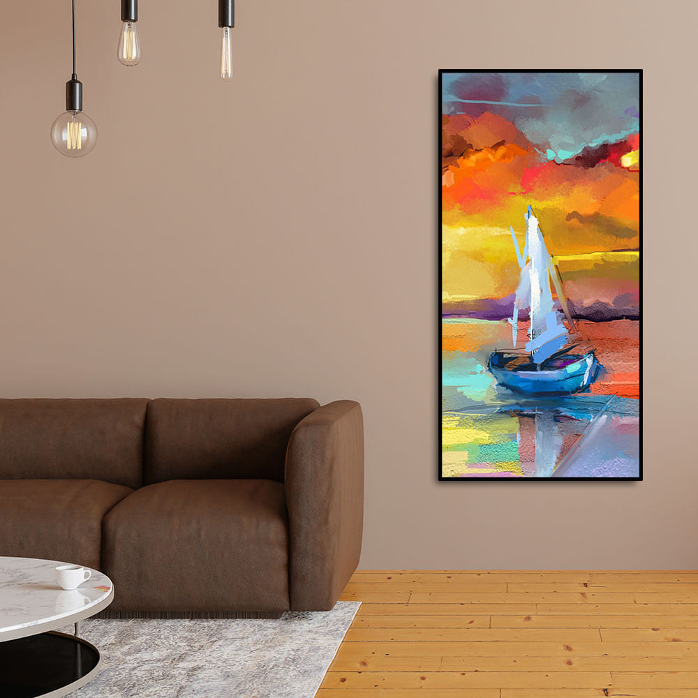 Beautiful Ship in the Ocean Abstract Scenery Premium Canvas Wall Painting