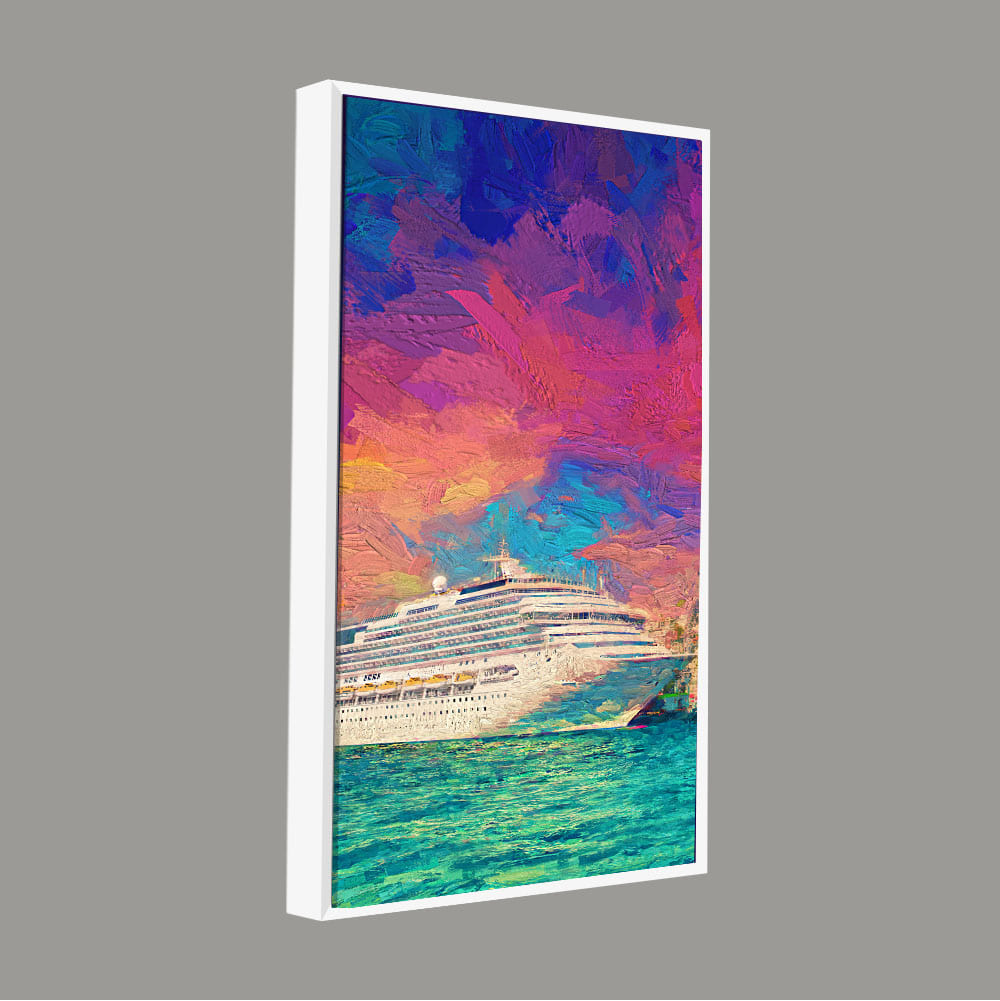 Beautiful Ship in the Sea Scenery Premium Canvas Wall Painting