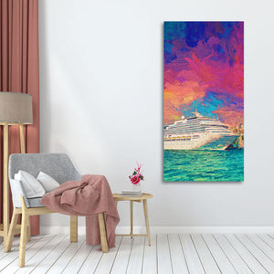 Beautiful Ship in the Sea Scenery Premium Canvas Wall Painting