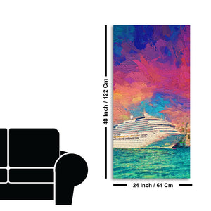 Beautiful Ship in the Sea Scenery Premium Canvas Wall Painting