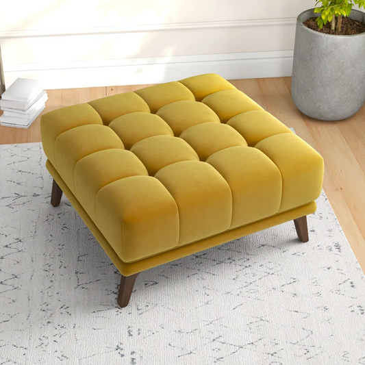 Beautiful Square Shape Yellow Color Ottoman