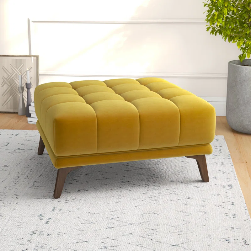 Beautiful Square Shape Yellow Color Ottoman