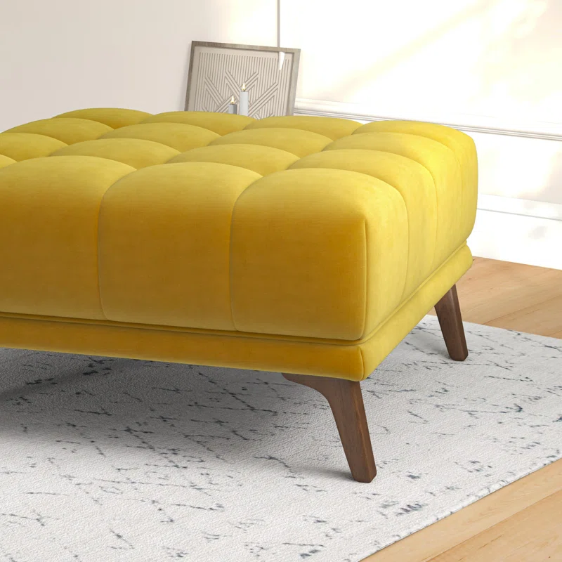 Beautiful Square Shape Yellow Color Ottoman