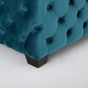 Beautiful Square Shaped Artistic Design Royal Blue Tufted Velvet Ottoman