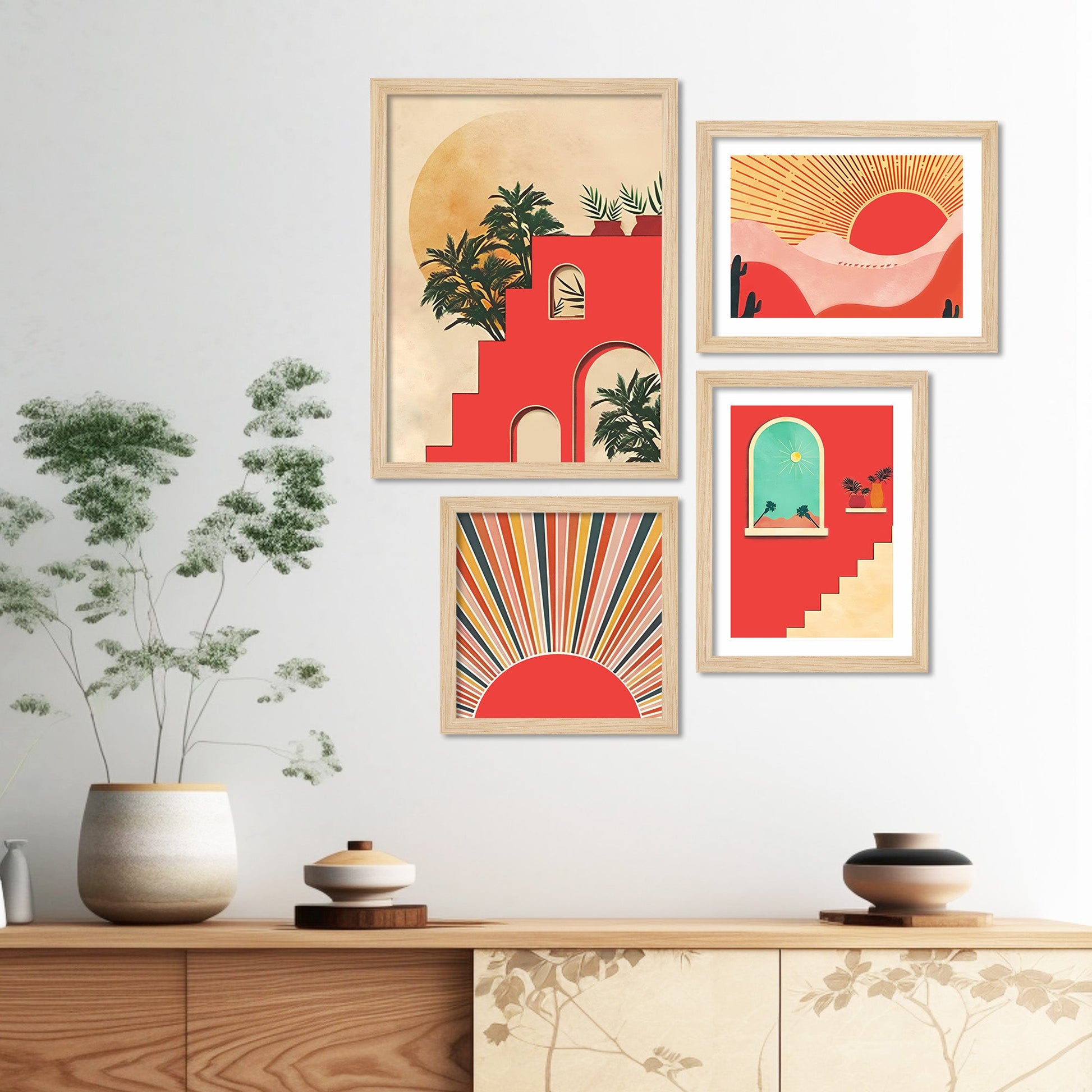 Beautiful Sunrise View Wall Frame Set of Four