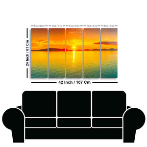 Beautiful Sunset Horizon Five Pieces Canvas wall Painting