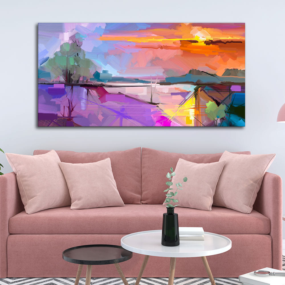 Beautiful Sunset View Abstract Art Canvas Wall Painting