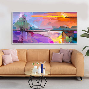 Beautiful Sunset View Abstract Art Canvas Wall Painting