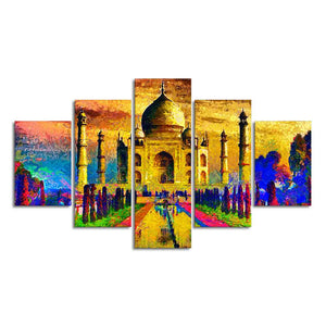 Beautiful Taj Mahal Canvas Wall Painting Set of Five