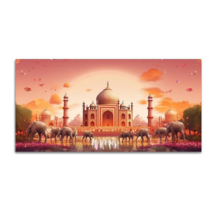 Beautiful Taj Mahal Scenery Premium Canvas Wall Painting