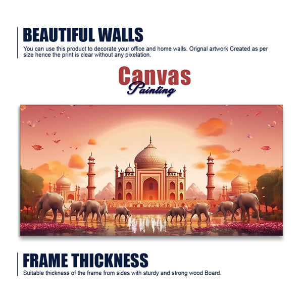 Beautiful Taj Mahal Scenery Premium Canvas Wall Painting