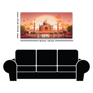 Beautiful Taj Mahal Scenery Premium Canvas Wall Painting