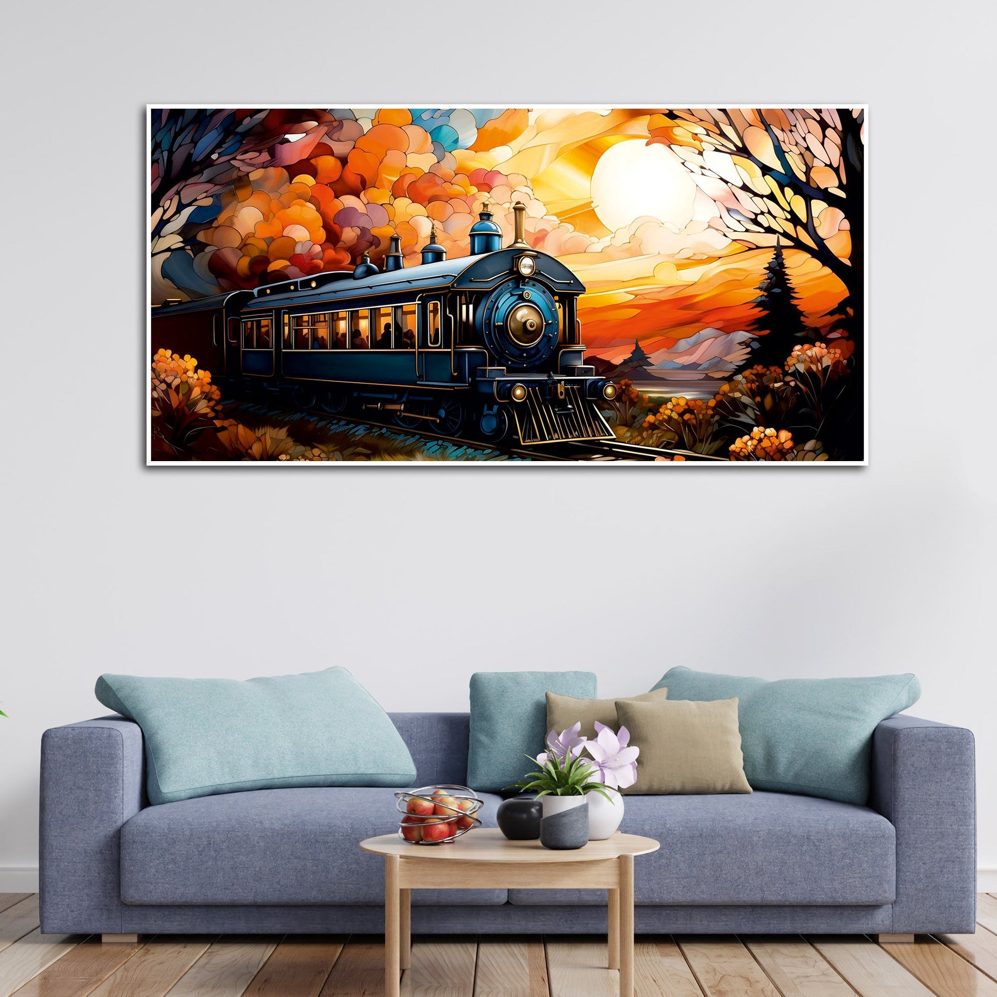 Beautiful Train View Premium Canvas Wall Painting