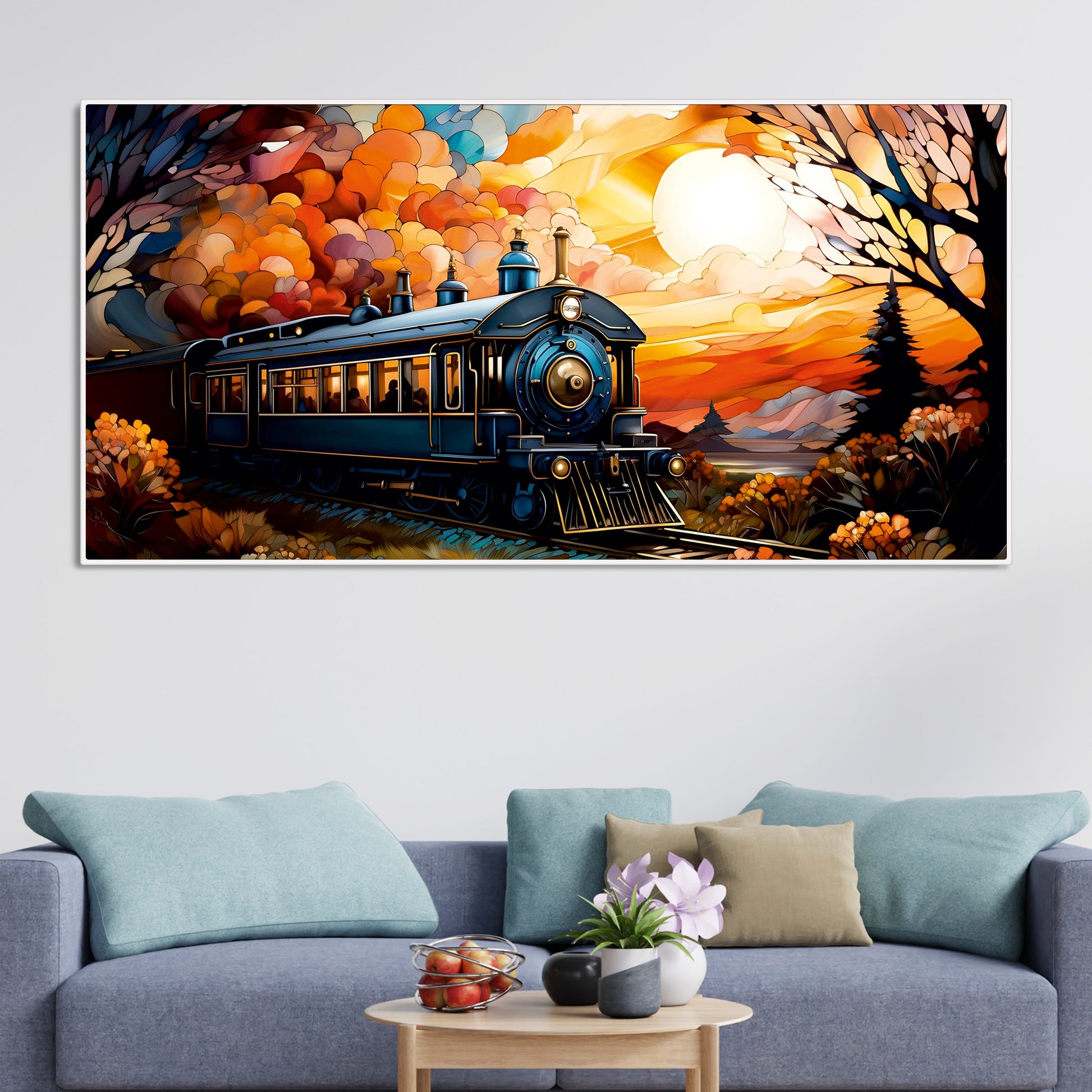 Beautiful Train View Premium Canvas Wall Painting