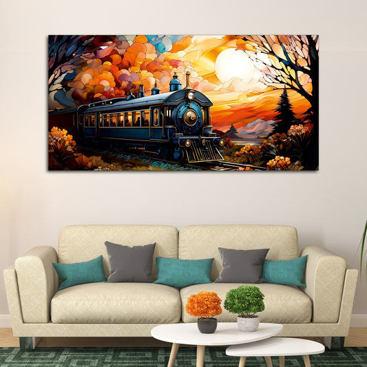 Beautiful Train View Premium Canvas Wall Painting