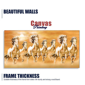 Beautiful Vastu Seven Running Horses Canvas Wall Painting