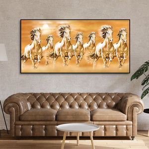 Beautiful Vastu Seven Running Horses Canvas Wall Painting