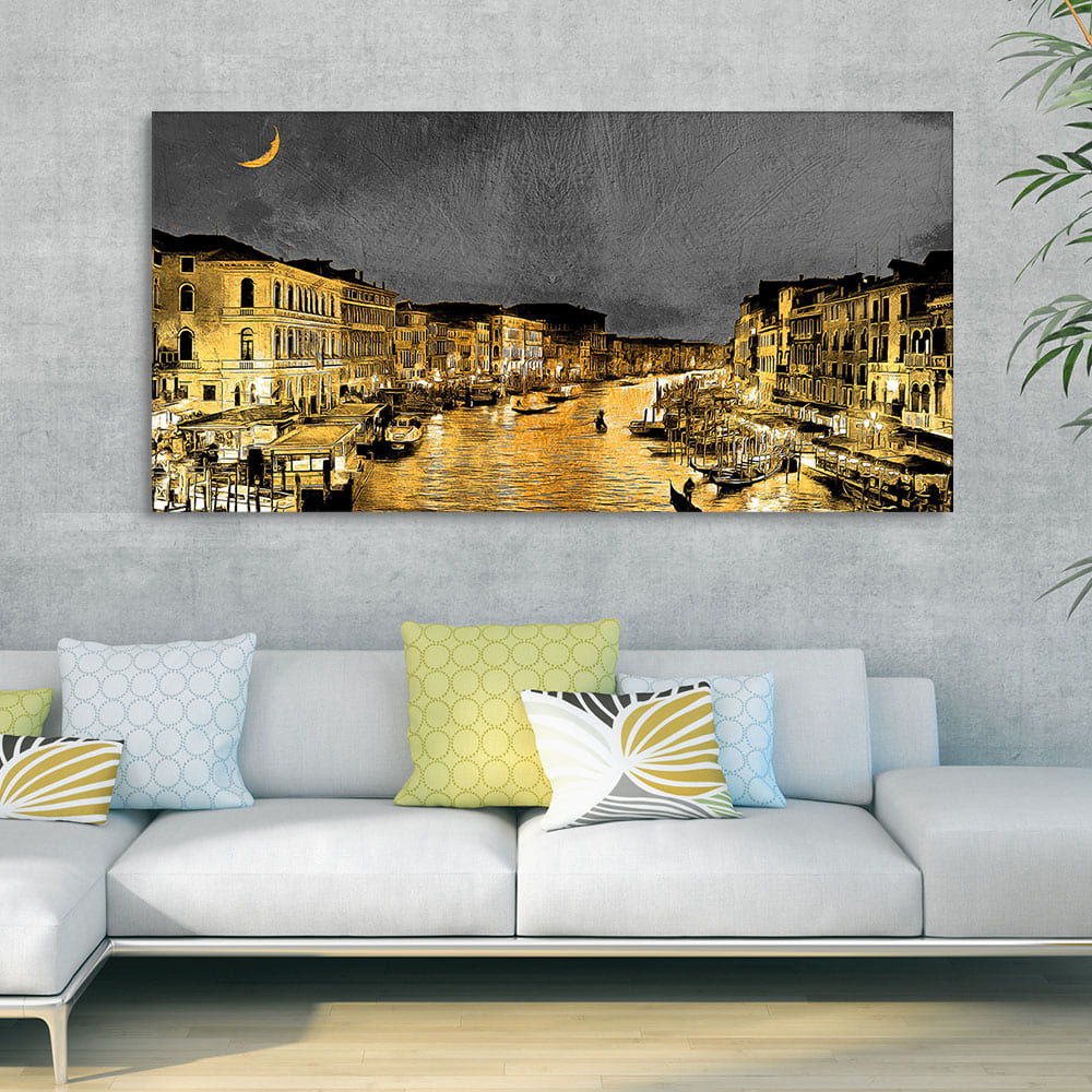 Beautiful Venice City at Night Canvas Wall Painting