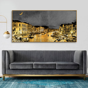 Beautiful Venice City at Night Canvas Wall Painting