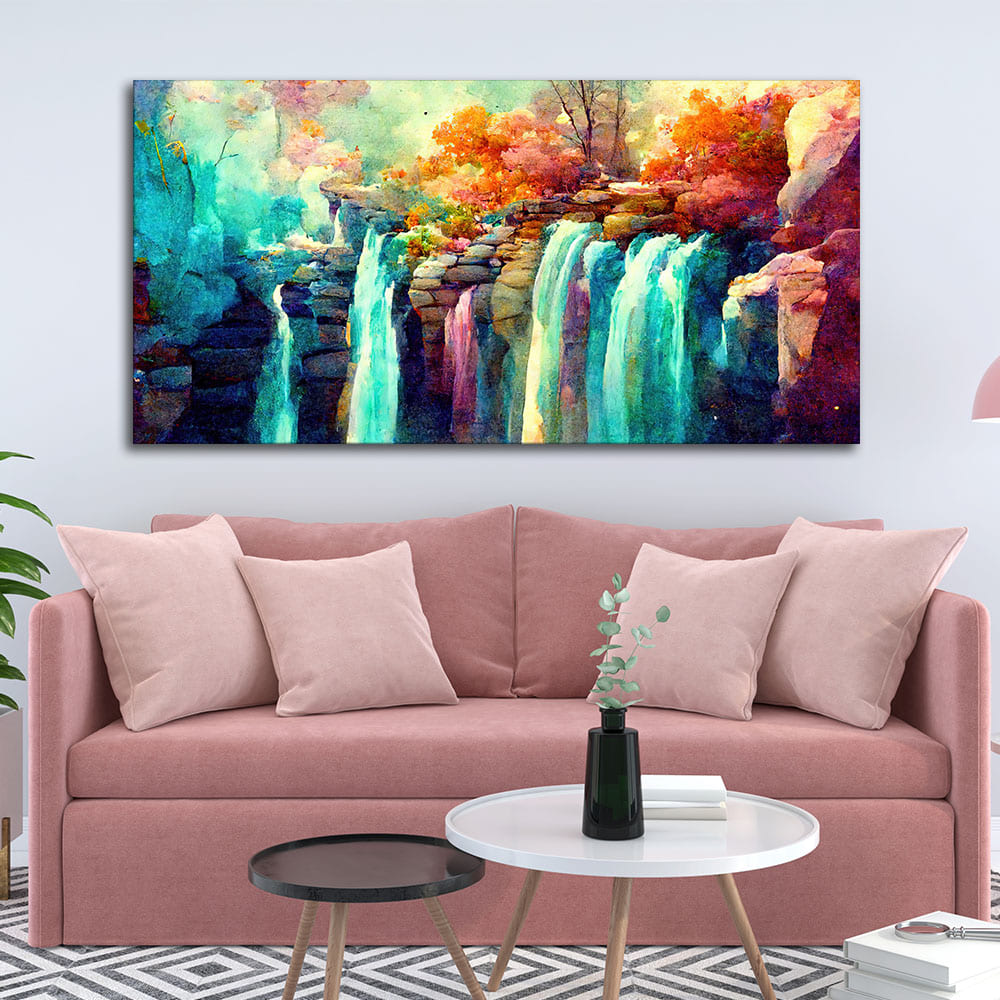 Beautiful Waterfall Scenery Canvas Wall Painting