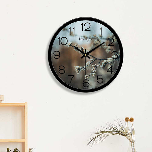 Beautiful White Flower Print Wall Clock