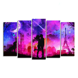 Couple Kissing Modern Abstract Art Wall Painting Set of Five