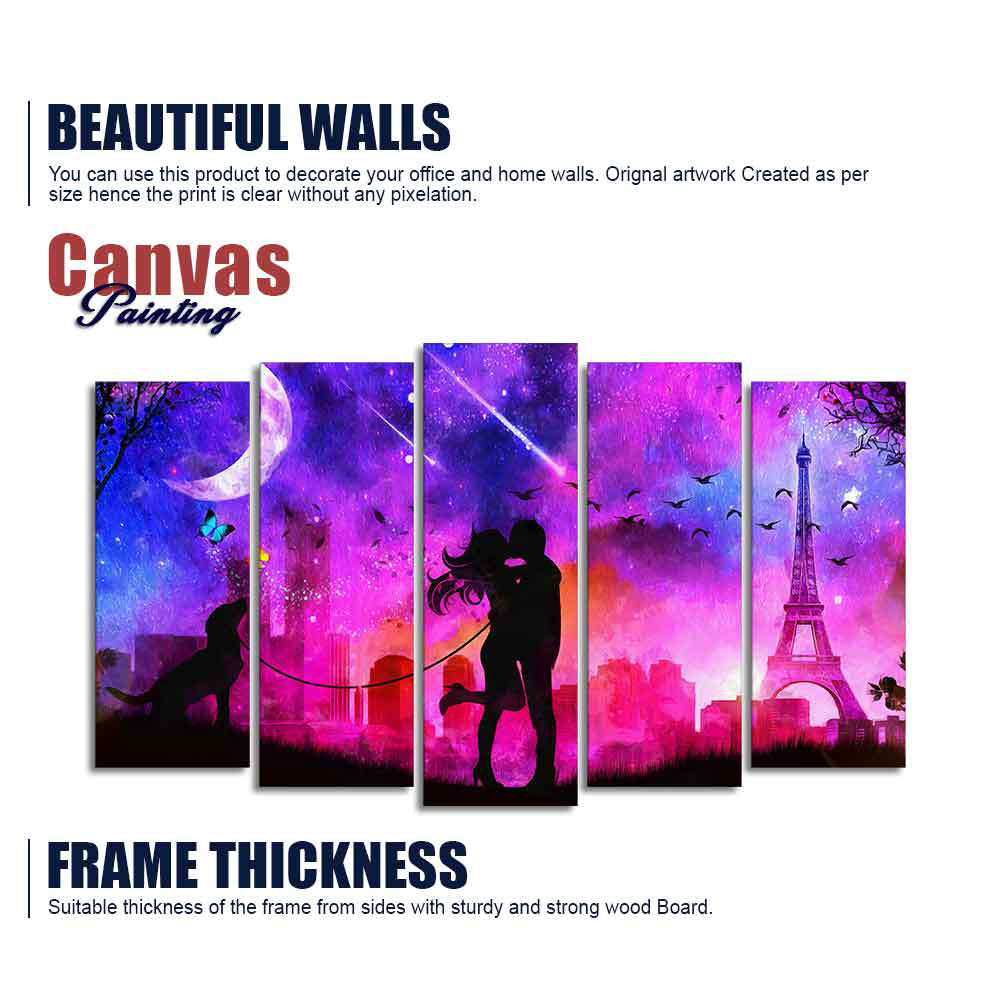 Couple Kissing Modern Abstract Art Wall Painting Set of Five