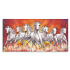 Beautiful White Seven Running Horse Premium Canvas Wall Painting
