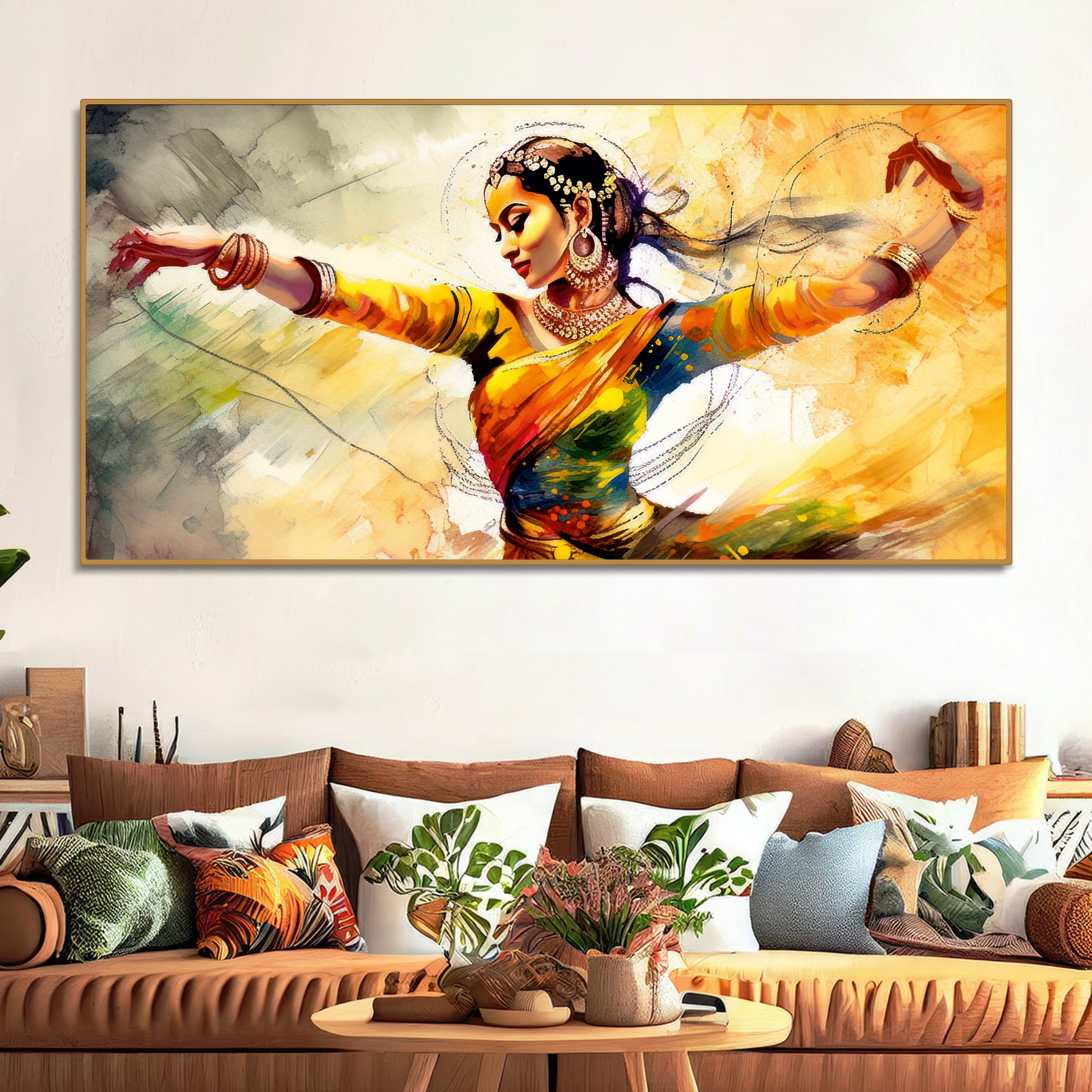 Beautiful Woman Dancing in Traditional Style Canvas Wall Painitng