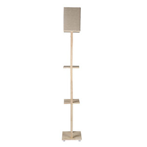 Beige Color Cotton Shade 3 Tier Shelf Storage Solid Wooden Floor Lamp