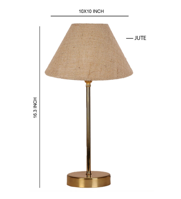 Beige Color Traditional Bedside Table Lamp with Golden Finish Base