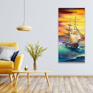 Big Panoramic Sailing Ship Canvas Wall Painting