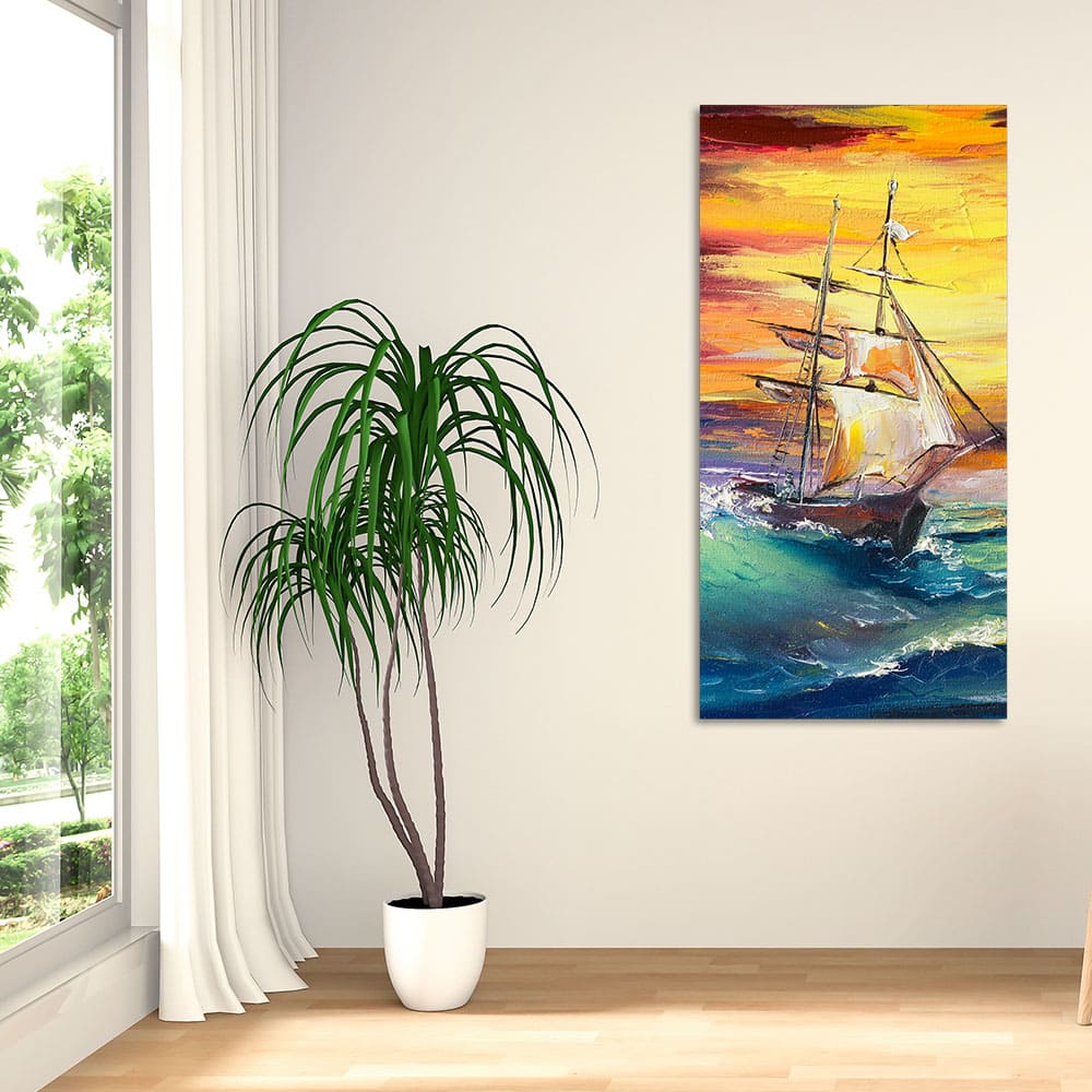 Big Panoramic Sailing Ship Canvas Wall Painting