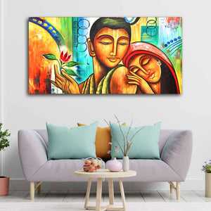 Big Size Canvas Wall Painting of Lord Radha Krishna