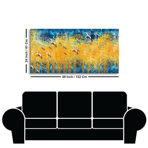 Birds Flying Over Golden Trees Forest Wall Painting