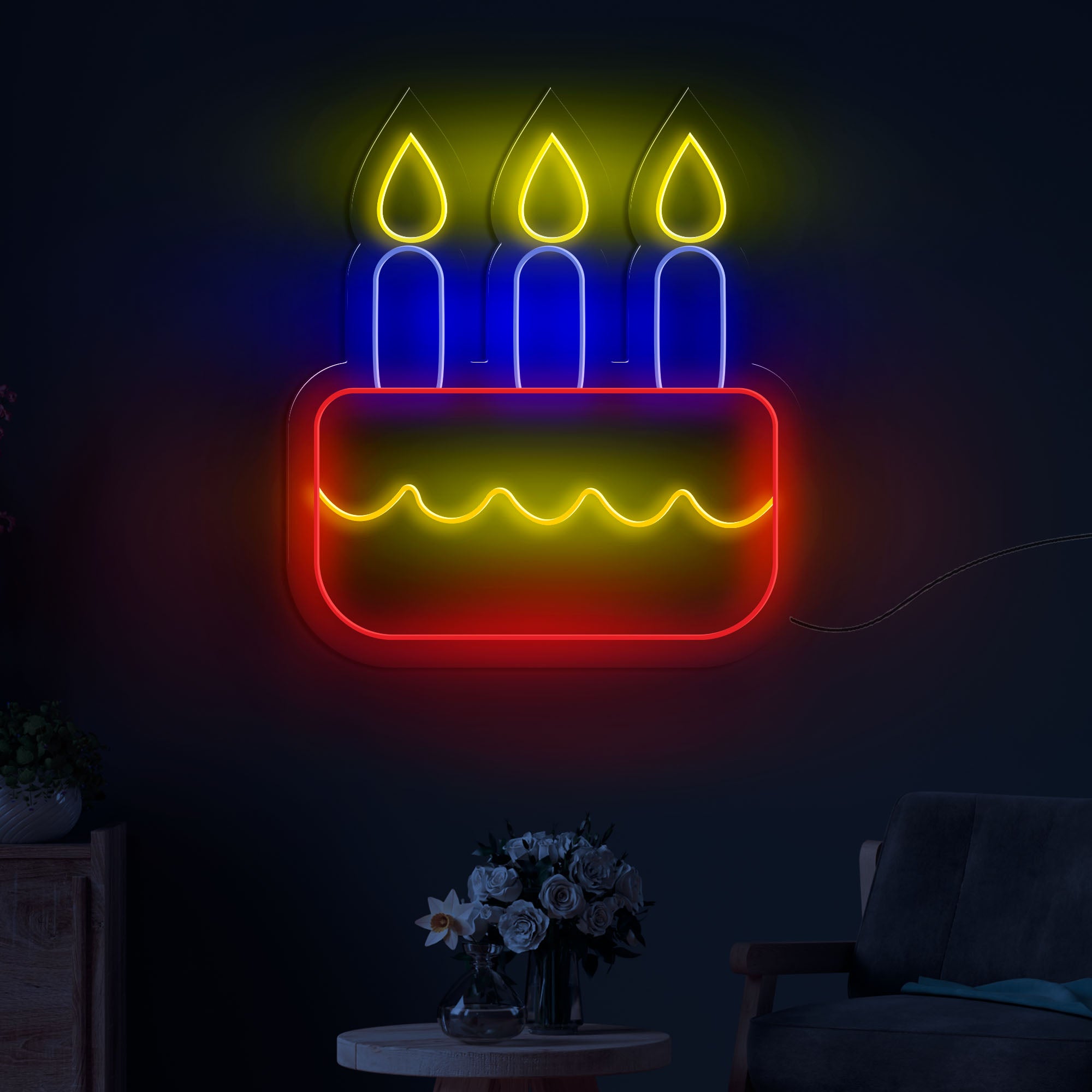 Birthday Cake with Candle Neon Sign LED Light – Homcraft