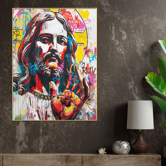 Blessing By Jejus Christ Cotton Canvas Wall Painting