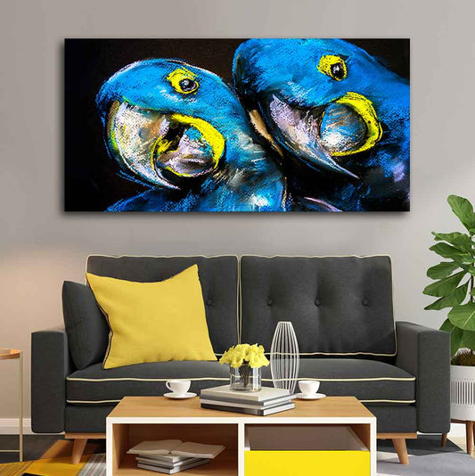 Blue Parrots Pastel Art Wall Painting