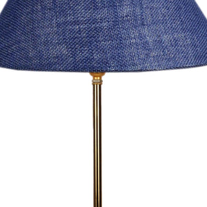 Blue Solid Traditional Bedside Table Lamp with Golden Finish Base