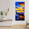 Boat & Sunset Floating Canvas Wall Painting
