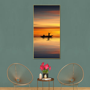 Boat Sailing at Sunset Floating Canvas Wall Painting