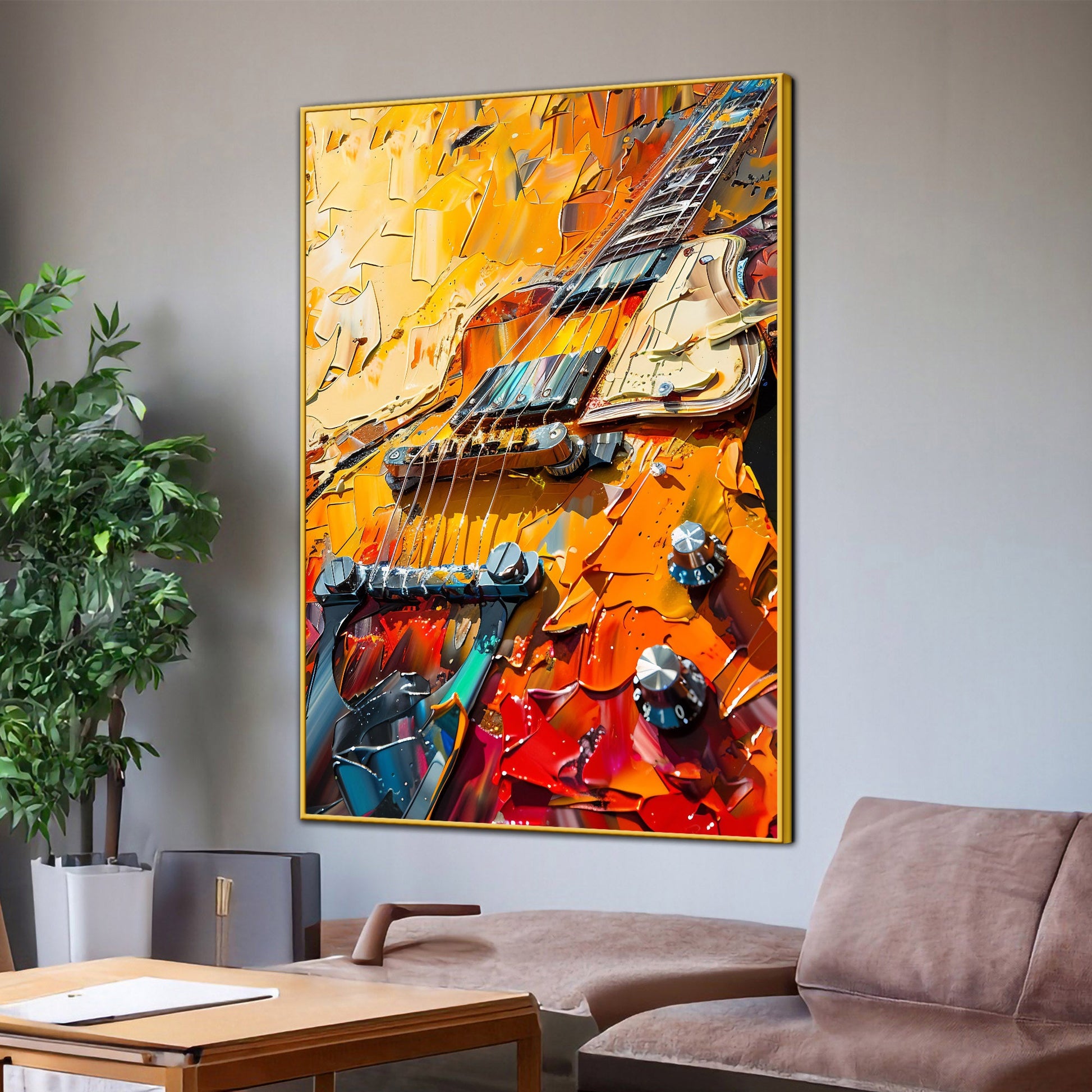 Brushstroke Of The Guitar Cotton Canvas Wall Painting