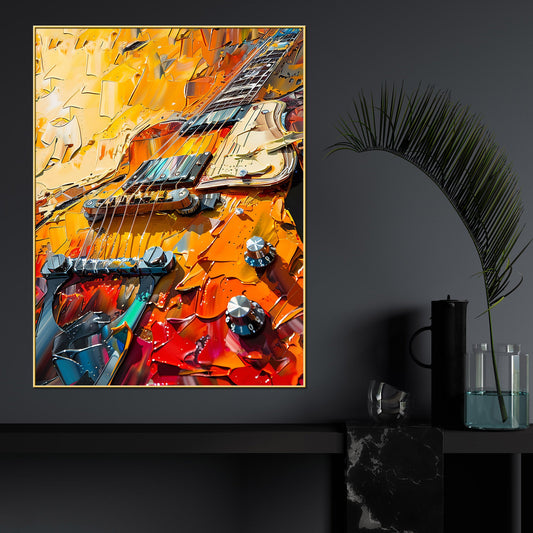 Brushstroke Of The Guitar Cotton Canvas Wall Painting