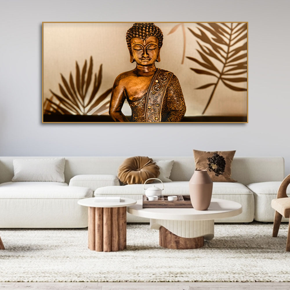 Buddha in Lotus Position with Serene Smile Wall Painting