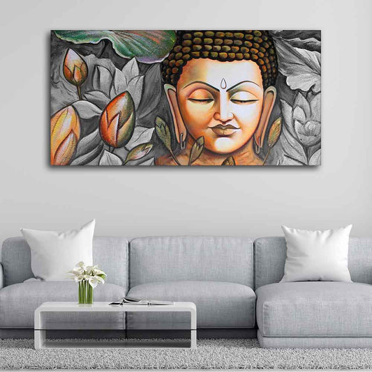 God Buddha Meditating Large Wall Painting