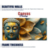 Buddha Statue with Golden Flower Leaf Art Canvas Wall Painting